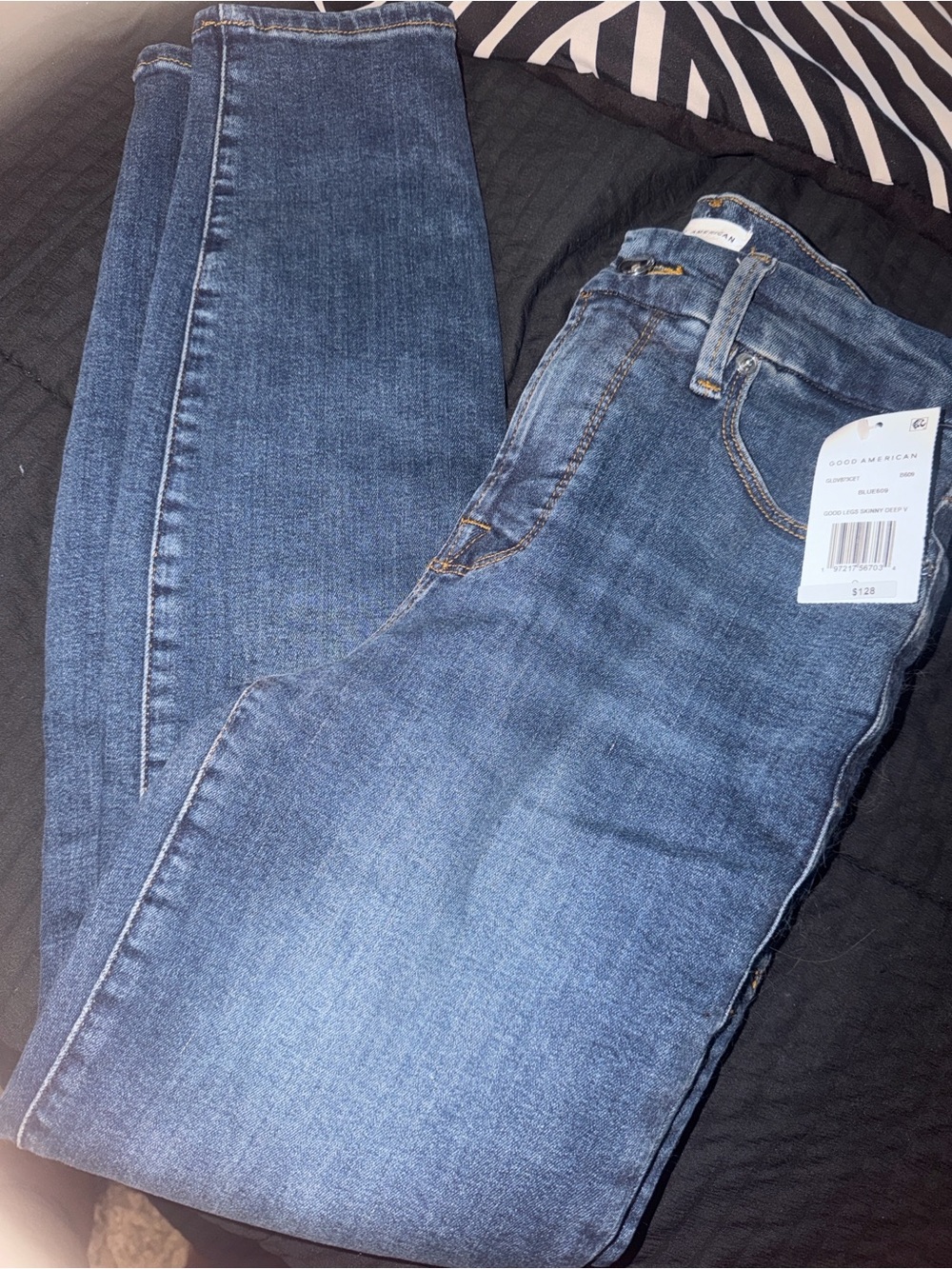 Good American Deep Blue Stretch Skinny Jeans